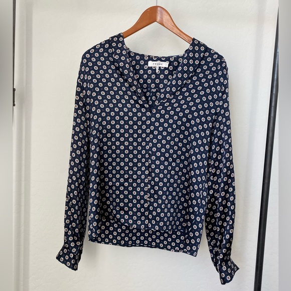 Frame navy patterned button down - Picture 2 of 4